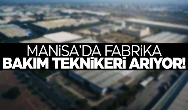 İş arayanlar dikkat! Manisa’da fabrika bakım teknikeri arıyor!