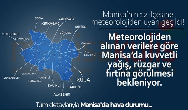 Manisa'da kuvvetli yağış ve fırtına bekleniyor!