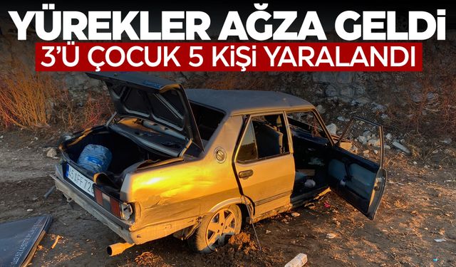 Manisa'da otomobil şarampole uçtu... 3'ü çocuk 5 yaralı