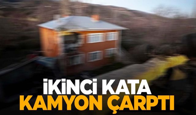 Akılalmaz kaza… İkinci kata kamyon çarptı