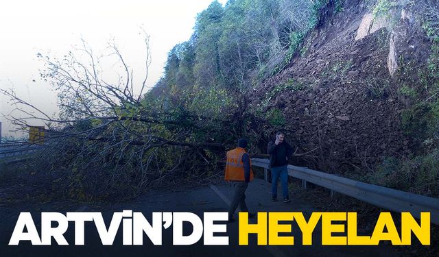 Artvin’de heyelan… Yol trafiğe kapandı!