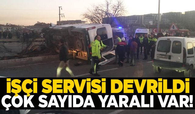 Ege’de kaza… İşçi servisi refüje devrildi