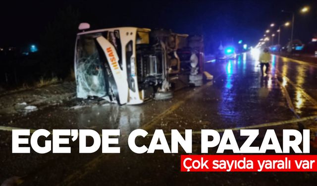 Ege’de midibüs devrildi… Çok sayıda yaralı var!