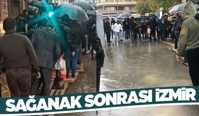 İzmir'de sağanak yağış ilginç görüntülere neden oldu  