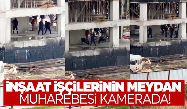 İşçiler birbirine sopalarla saldırdı! O anlar kameraya yansıdı!