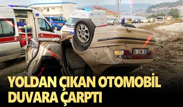 İzmir'de yoldan çıkan otomobil duvara çarptı, 4 kişi yaralandı