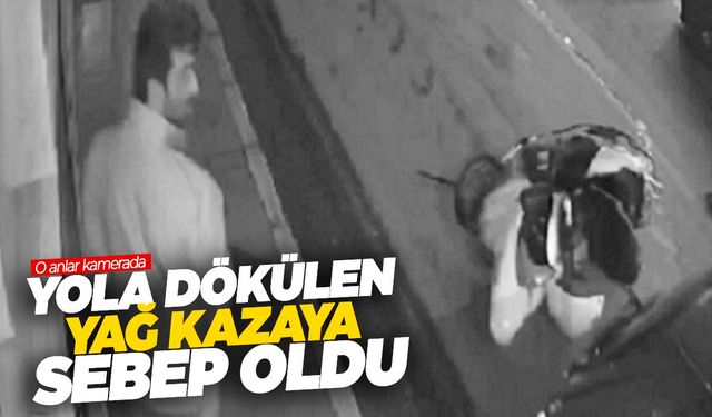 İzmir’de yola dökülen yağ kazaya sebep oldu… O anlar kamerada!