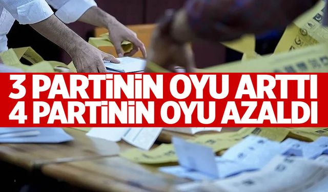Türkiye'de 3 partinin oyu arttı 4 partinin oyu düştü