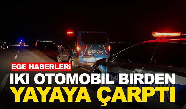 Yolun karşısına geçmeye çalışan yayaya iki otomobil birden çarptı!