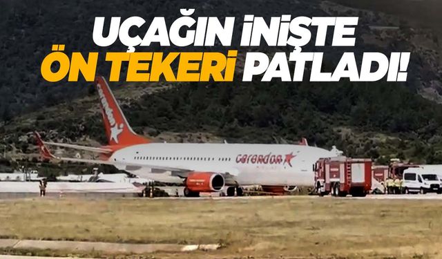Dün İstanbul, bugün Antalya! Uçağın inişte ön tekeri patladı