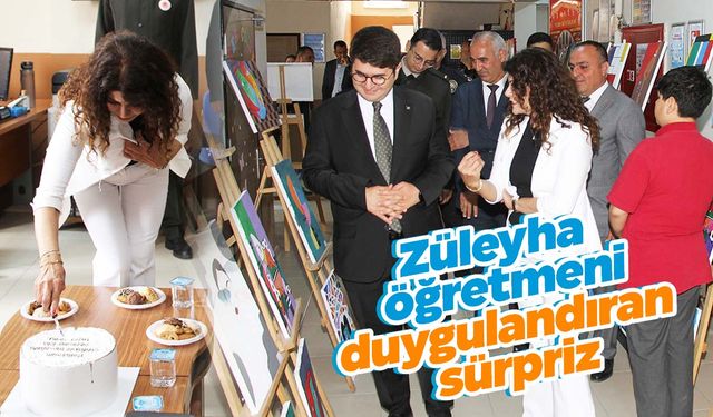 Meslek hayatının son sergisinde Züleyha öğretmene duygu dolu sürpriz