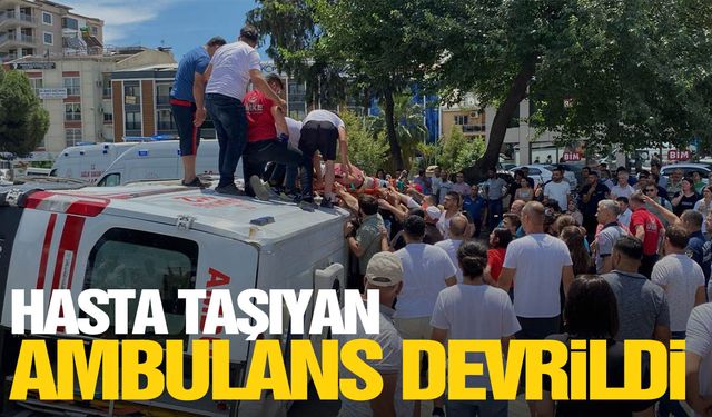 Ege’de hasta taşıyan ambulans devrildi: 4 yaralı