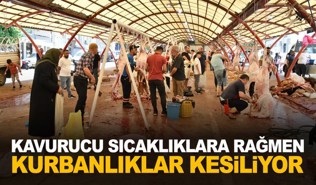 Manisalılar kurban kesimlerini sıcağa rağmen sürdürüyor