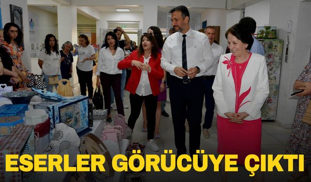 Kursiyerlerin yaptığı eserler yılsonu sergisinde sergilendi