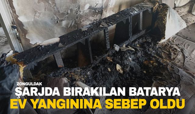 Şarja takılı bırakılan taşınabilir batarya patladı, evde yangın çıktı