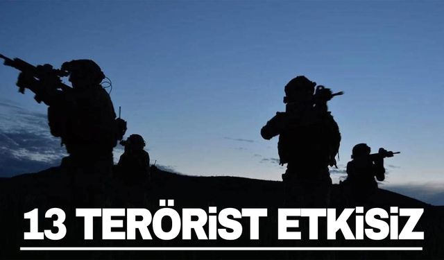 Irak ve Suriye'nin kuzeyinde 13 terörist etkisiz hale getirildi