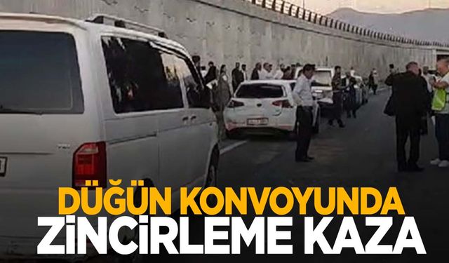 Düğün konvoyunda 8 araç birbirine girdi!