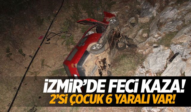 İzmir’de kaza! Otomobil dere yatağına uçtu: 2’si çocuk 6 yaralı var