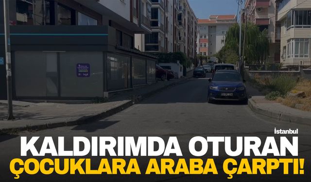 Kaldırımda oturan çocuklara araba çarptı! 1’i ağır 3 çocuk yaralandı