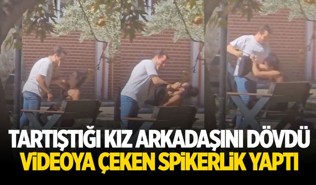 Kız arkadaşını darp ettikten sonra kaçtı! Video çeken kişi spikerlik yaptı