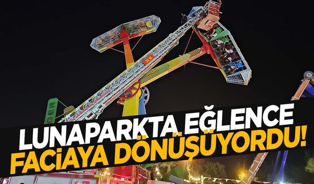 Lunaparkta korku dolu anlar! Bir saat havada mahsur kaldılar!