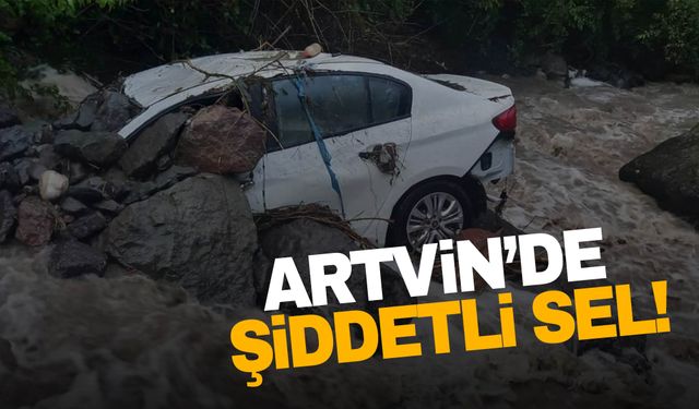 Artvin’de şiddetli sel! Yollar toprak ve kaya parçalarıyla doldu