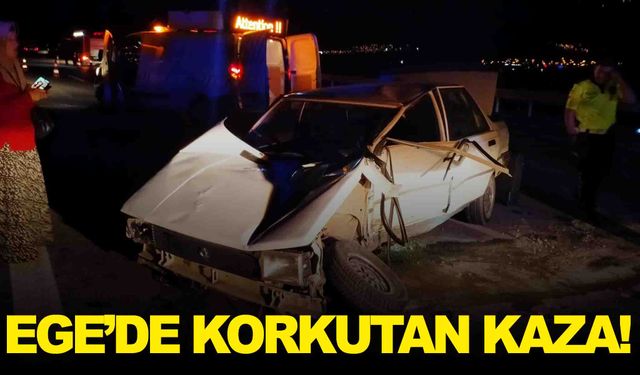 Ege’de korkutan kaza… Otomobil ticari araçla çarpıştı!