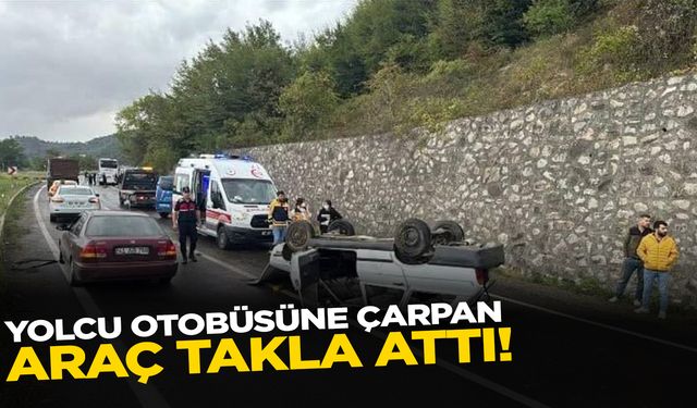 Yolcu otobüsüne çarpan otomobil takla attı: 7 yaşındaki çocuk öldü