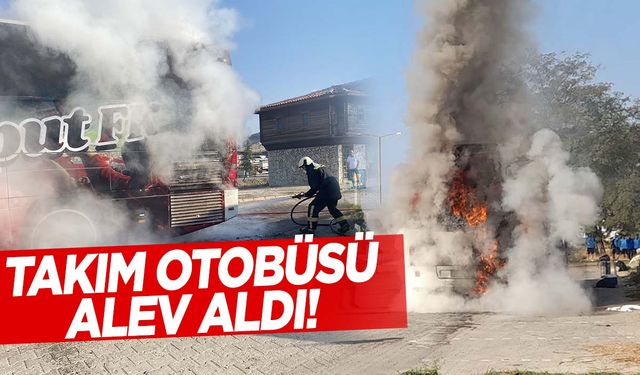 Kula’da facia kıl payı atlatıldı… Harput FK’nın takım otobüsü alev aldı!