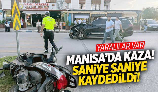 Manisa'da otomobil ve motosiklet çarpıştı! Yaralılar var... Kaza anı kamerada