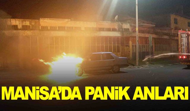 Manisa’da panik anları… Seyir halindeki otomobil alev aldı!