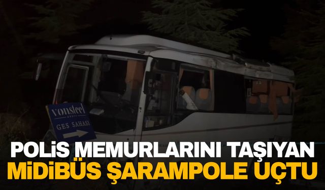 Sağanak yağışın etkisiyle polis memurlarını taşıyan midibüs şarampole uçtu: 14 polis yaralı