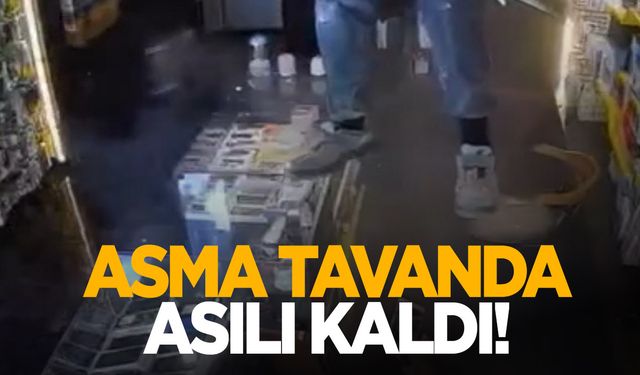 Yanlış kapıdan girdi… Çöken tavanda asılı kaldı!