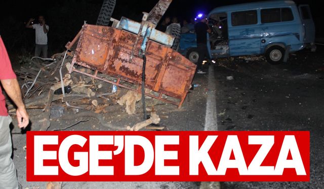 Aydın’da minibüs traktör römorkuna çarptı:  1 ölü, 3 yaralı