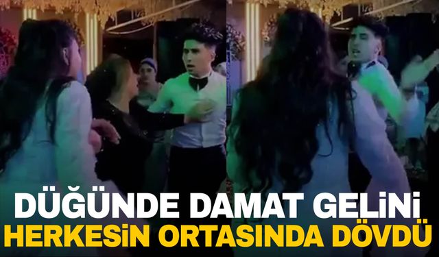 Düğünde damat gelini herkesin ortasında dövdü