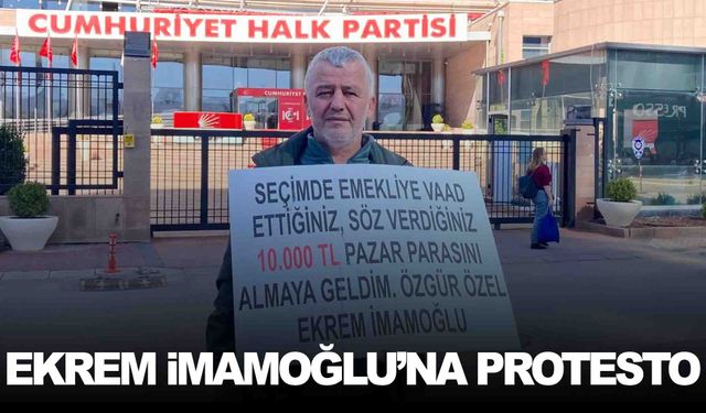 Ekrem İmamoğlu’na protesto… Elinde pankartla CHP Genel Merkezi’ne geldi!