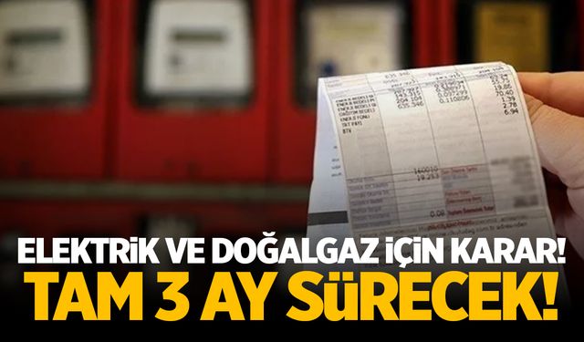 Elektrik ve Doğalgaz için karar çıktı! Tam 3 ay sürecek...