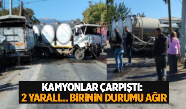 İzmir’de kamyonlar kafa kafaya çarpıştı: 2 yaralı