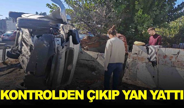 Ege’de kaza… Kontrolden çıkan araç yan yattı