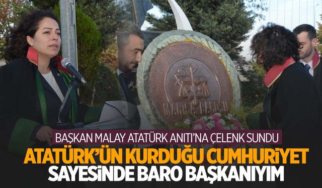 Manisa Barosu’nun ilk kadın başkanı Atatürk Anıtı’na çelenk sundu