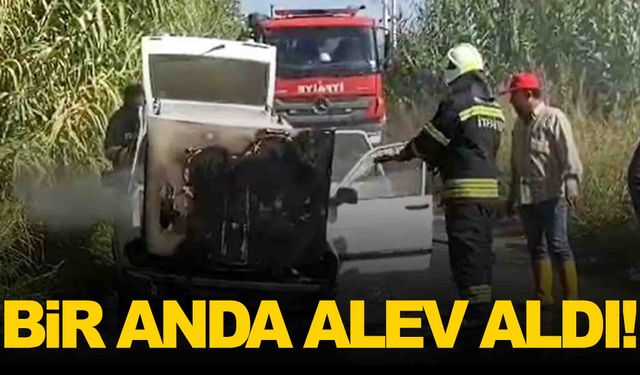 Manisa’da tehlikeli dakikalar… Seyir halindeki otomobil alev aldı!