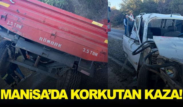 Manisa’da kaza… Otomobil traktörün römorkuna çarptı!