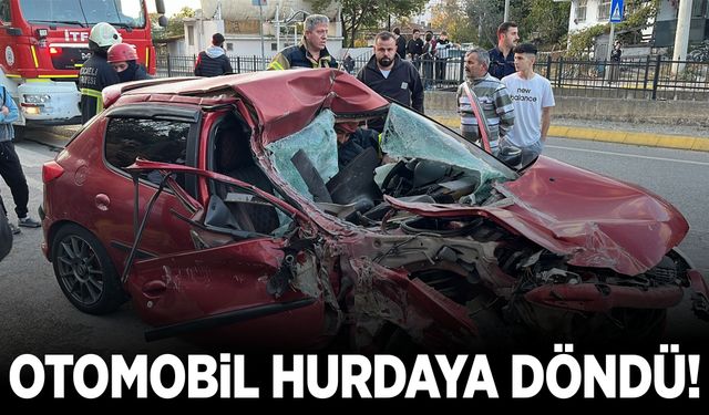 Kamyonete çarpan otomobil hurdaya döndü: 1 yaralı