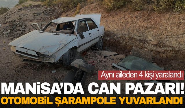 Manisa’da mıcırlı yol kazaya neden oldu! Otomobil şarampole yuvarlandı