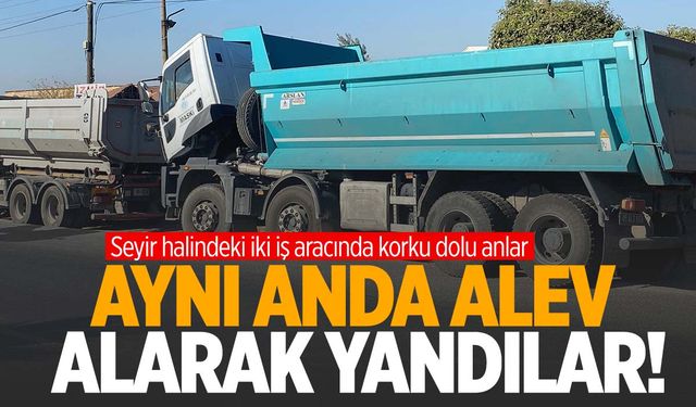 MASKİ kamyonları alev aldı