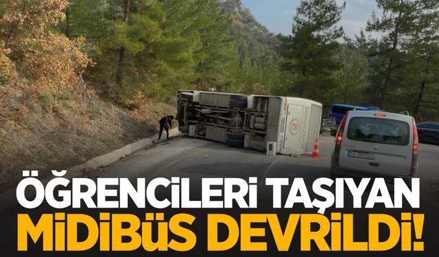 İlkokul öğrencilerini taşıyan midibüs devrildi! 10 Yaralı