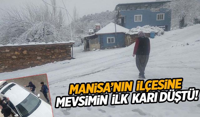 Manisa’nın ilçesinde kar yağışı yüzleri güldürdü!