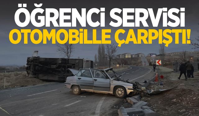 Otomobille çarpışan öğrenci servisi devrildi: 24 Yaralı