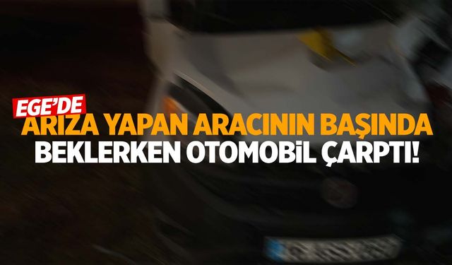 Ege'de arıza yapan aracının başında beklerken otomobil çarptı!