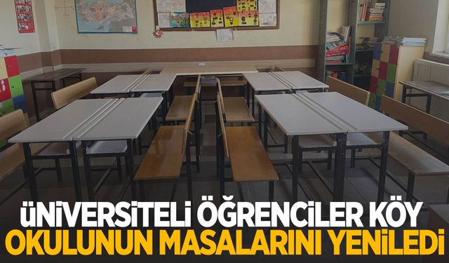 Üniversiteli öğrenciler köy okulunun masalarını yeniledi